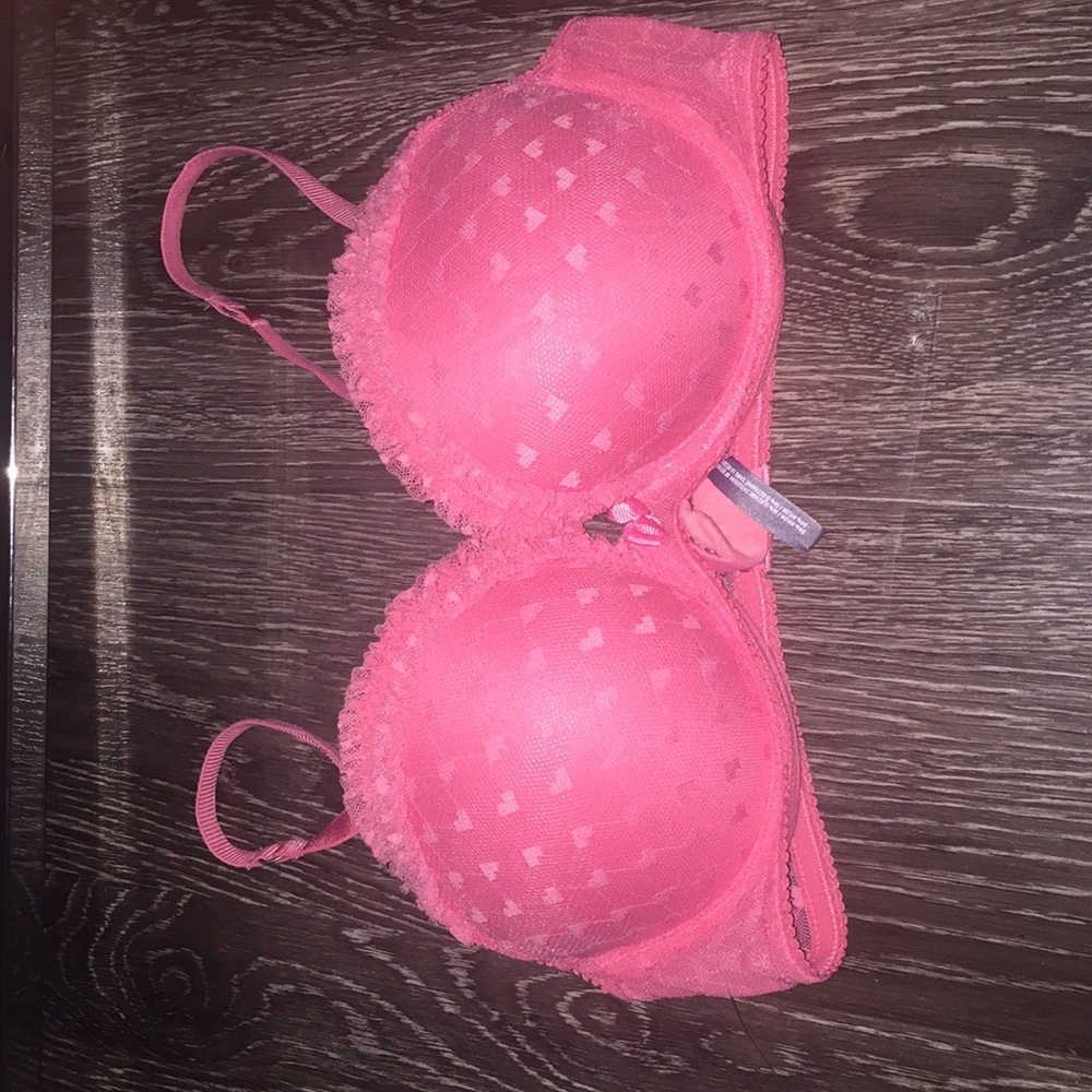 aerie hot pink ruffles hearts bra nwot